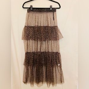 Sheer Tiered Leopard Print Skirt